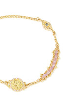 Love Bracelet, 18k Yellow Gold with Pink Sapphire & Diamonds
